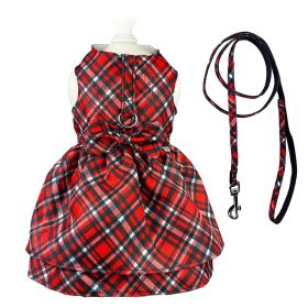 Red Plaid Harness Dress with Matching Leash (size: XL)