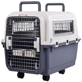 Plastic Dog Kennel, Pet Transport, Rolling Plastic Airline Approved Wire Door Travelling Dog Crate, Small-Medium-Large (size: medium)