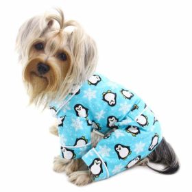 Penguins & Snowflake Flannel PJ with 2 Pockets (Turquoise) (size: XS)