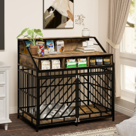 Large Dog Cage Furniture (Color: Black)