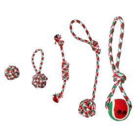 Christmas Dog Rope Chew Toys, Set Of 5Pcs, Interactive Toys Set For Puppy Small and Medium Aggressive Chewers Dogs Training Teething Playing (Option: Multicolor)