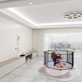 Metal Storage Wholesale Black 8-piece Fence Heavy Duty Supermarket Shopping Basket Design (Color: Black)